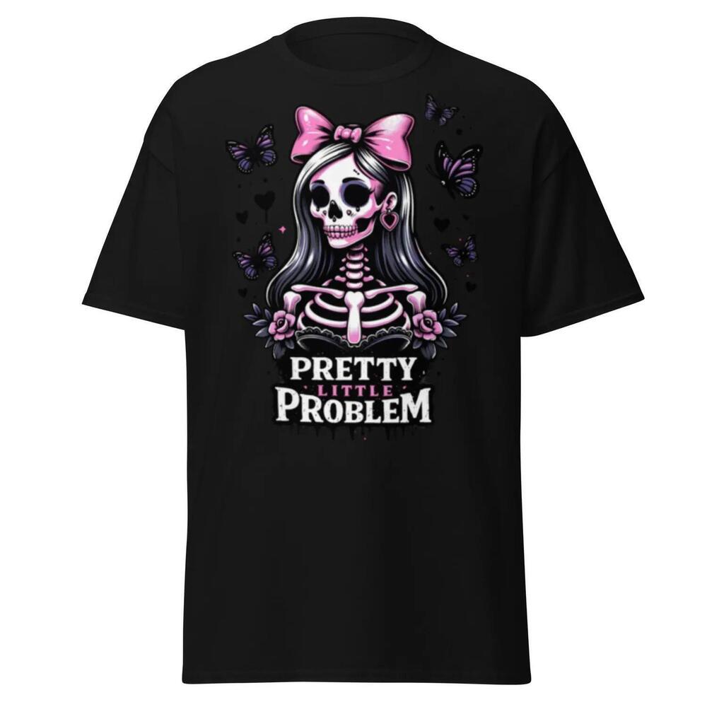 Goth Skeleton Girl Graphic Tee, Dark Feminine Butterfly Shirt